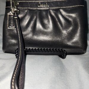 Coach Black Leather Wristlet